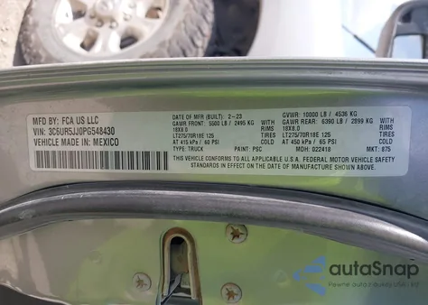 2023 Ram 2500 Big Horn 4X4 8' Box из США, поврежденный, VIN 3C6UR5JJ0PG548430